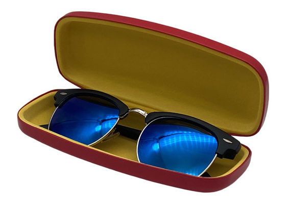 Hard Red Leather Clamshell Eyeglass Case 159x69x37mm